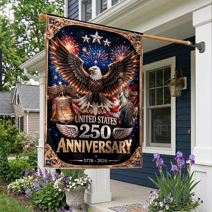 250th Anniversary Patriotic Design, 250 Anniversary Usa Flag, 1776-2026 Commemorative, Front And Back Print, Garden Flags For Outside 1 (30x40 Inch)