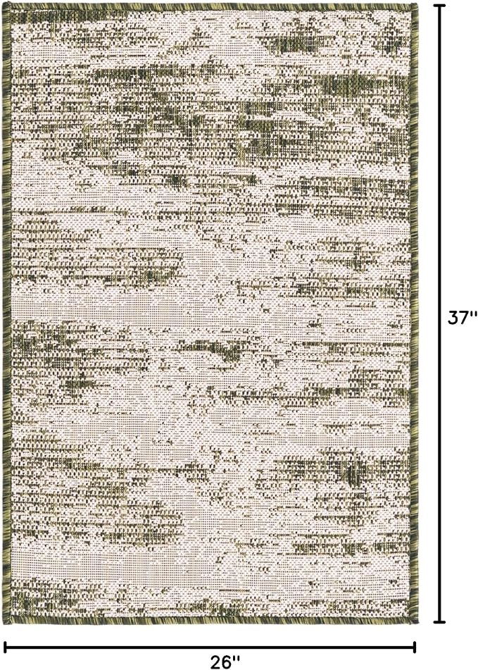 Unique Loom Outdoor Modern Collection Area Rug - Cartago (2' 2" x 3' 1" Rectangle, Green/ Ivory)