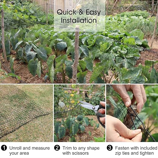 Deer Fence, RIFNY 4 x 50 FT Plastic Mesh Fencing Netting for Garden Outdoor Yard, Temporary Fence to Protect Plants Fruit and Ideal for Deer Dogs Chicken (Green)