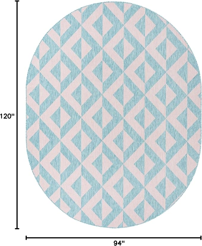 Unique Loom Jill Zarin Unique Loom Outdoor Collection Area Rug - Napa (7' 10" x 10' Oval, Pink and Aqua/Light Blue)
