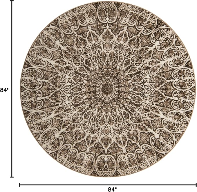 Unique Loom Sofia Collection Area Rug - Grace (7' Round Brown/Ivory)