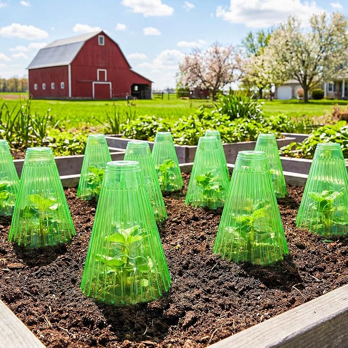 Pack 20 Garden Cloches for Plants, Reusable Bell Plant Cover with Metal Stakes, Plant Protection Cloches for Potted Plants/Seedlings,Protect Plants from Sun,Birds, Frost