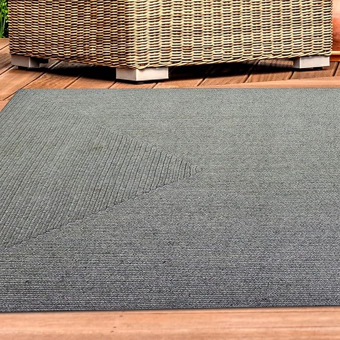 Superior Indoor/ Outdoor Large Area Rug, Reversible Braided Home Floor Decor for Living Room, Kitchen, Entryway, Patio, Front Porch, Deck, Modern, Boho, Farmhouse Style, 3' x 5', Fog Green