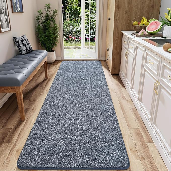 AROGAN 2x8 Runner Rug for Hallway, Long Runner Rugs Non Slip, Blue | Soft Washable Memory Foam Carpet for Bedroom, Non Slip Backing Runners Rug for Hallways, Kitchen, Bathroom, Entryway Home