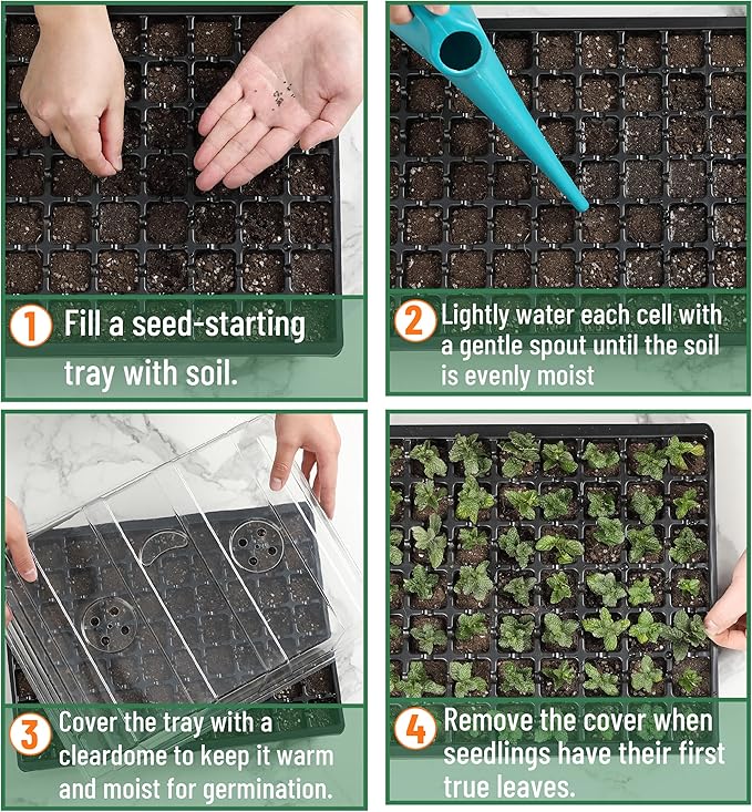 Mr. Pen- Seed Starter Tray Kit, 5 Pack, Total 350 Cells | Durable Plant Germination Trays with Humidity Vented Domes and Bases, Ideal for Seed Starting