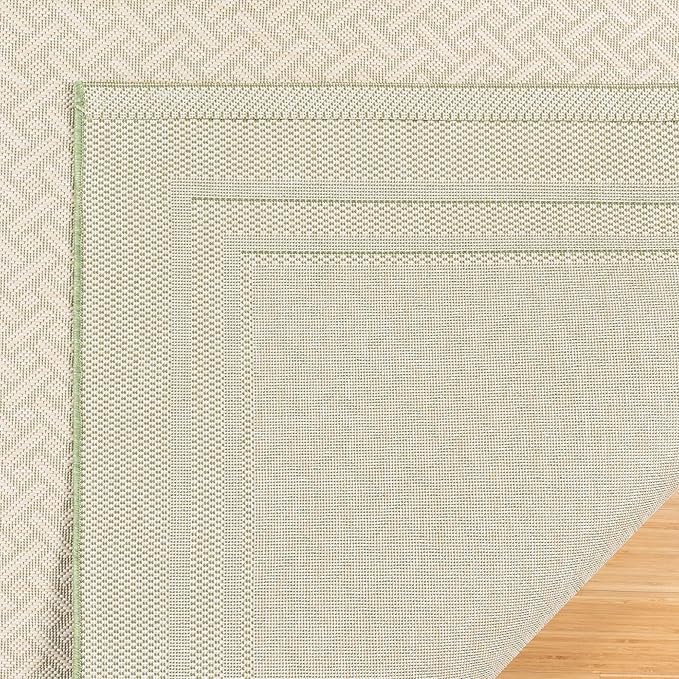 Gertmenian Indoor/Outdoor Flatweave Area Rug - 5x7 Standard, Stain & UV Resistant, Ideal for Deck, Patio, Poolside, Mudroom - Border Brown Tan, 22910