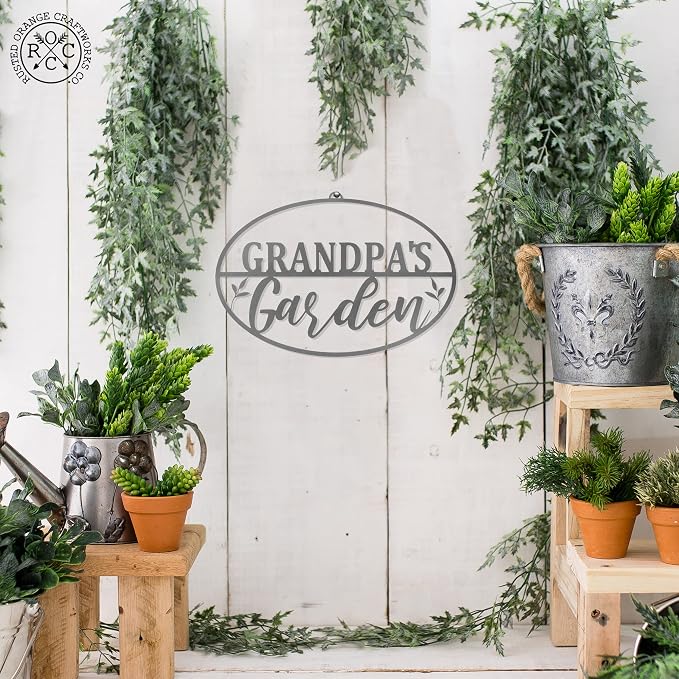 Garden Oval for Him (Grandpa's) -Yard Signs Decorative Outdoor -Garden gifts for men -Outdoor Plaque -Gifts for gardeners men -fathers day yard sign -Gardening Signs