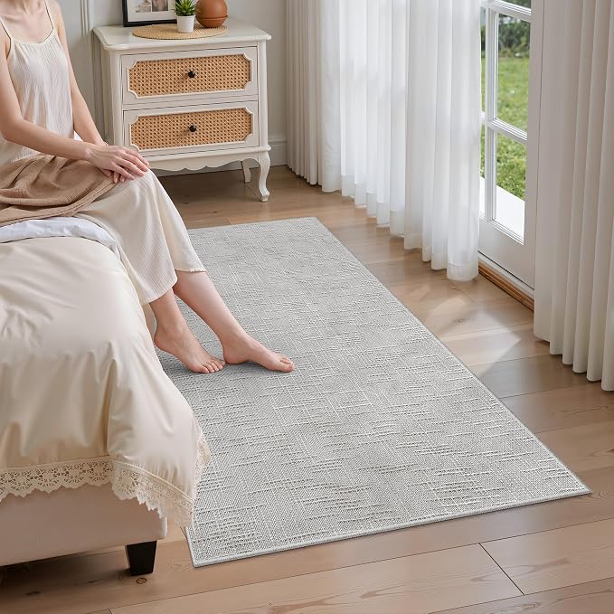 Valenrug 4x6 Area Rug Non Slip, High-Low Pile Washable Rug for Bedroom Grey | Soft Fluffy Textured Design, Non Slip & Lighweight, Folable, Stain Resistant Floor Carpet Rug for Living Room,Kitchen, Office