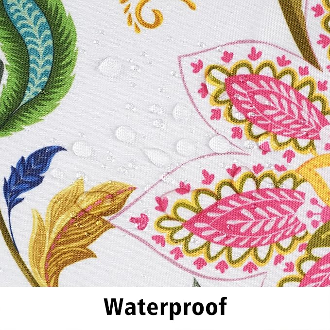 Outdoor Tablecloth with Umbrella Hole and Zipper, Oval Patio Table Covers for Spring/Summer, Machine Washable Outdoor Picnic Table Cloth (Jacobean Floral, 60" × 120" Oval)