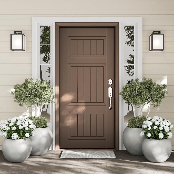 DTY Premium Mt Sherman Fiberstone Sphere Planter for Indoor Outdoor Use, Round Pot for Olive Tree, Lightweight, Smooth Finishes. 2 Extra Coco Mats. Gray, Large 21.1'' D x 16.7'' H. 14.6” Pot Opening