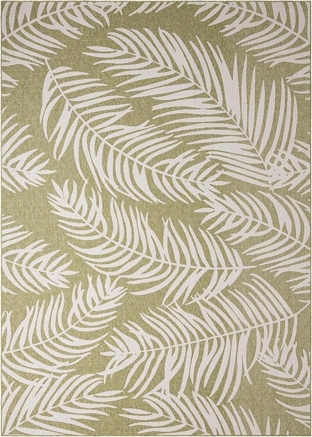 Unique Loom Outdoor Botanical Collection Area Rug - Palm (10' x 14' 1" Rectangle Green/Ivory)