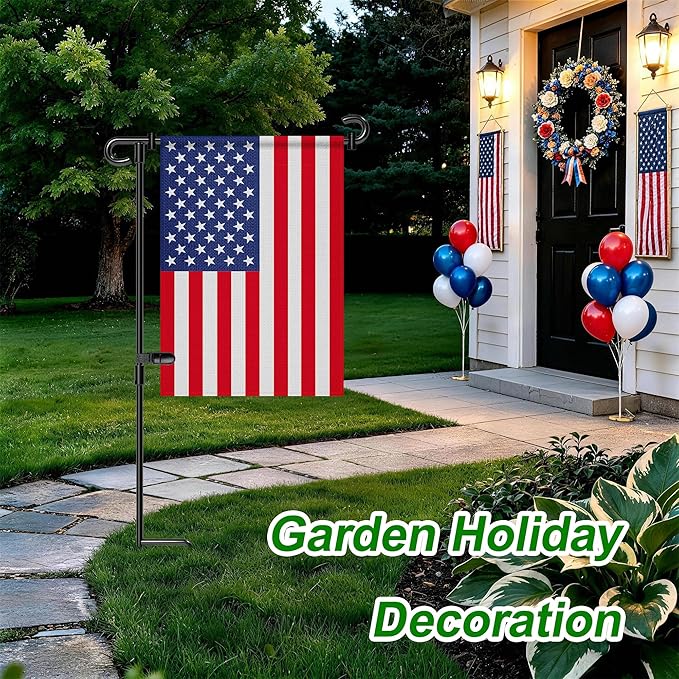 HOOSUN Garden Flag Stand,Wrought Iron Yard Flag Holder Stand,Perfect Garden Flag Holder for 12.5x18 inch Garden Flags,4th of July Memorial Day Garden Decorations