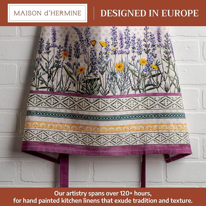 Maison d' Hermine Aprons for women with Pocket 100% Cotton (27.50"x31.50") | Adjustable Neck Strap & long ties Apron Men Chef Wedding Cooking Gardening Server Maid