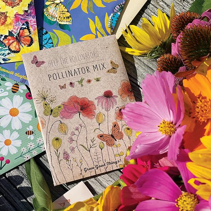 Bentley Pollinator Mix - Pre-Filled, Non-GMO, Non-Coated Butterfly Packets - 25 Annual Wildflower Seeds - Perfect Eco-Friendly Gift