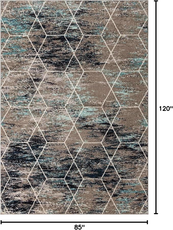 Unique Loom Trellis Frieze Collection Area Rug - Geometric (7' x 10', Blue Multi/ Ivory)