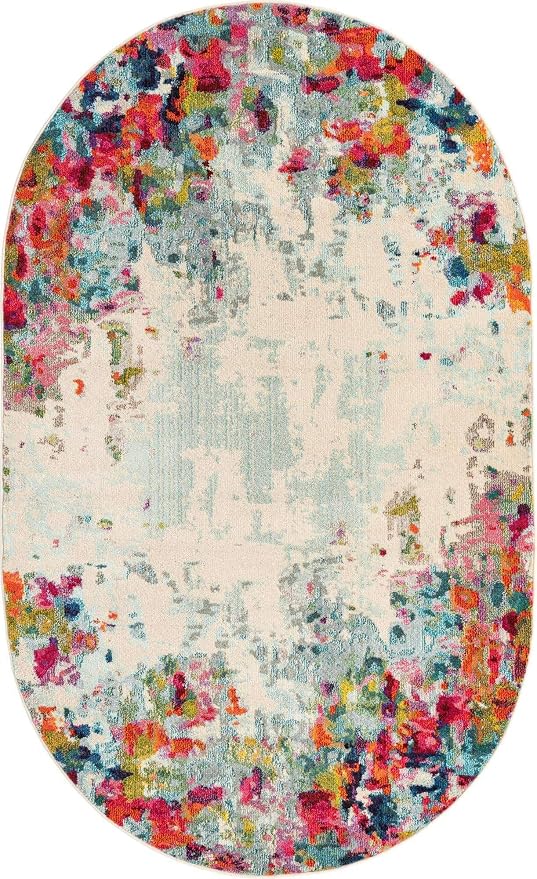 Unique Loom Chromatic Collection Area Rug - Joyous (5' x 8' Oval Multi/Blue)