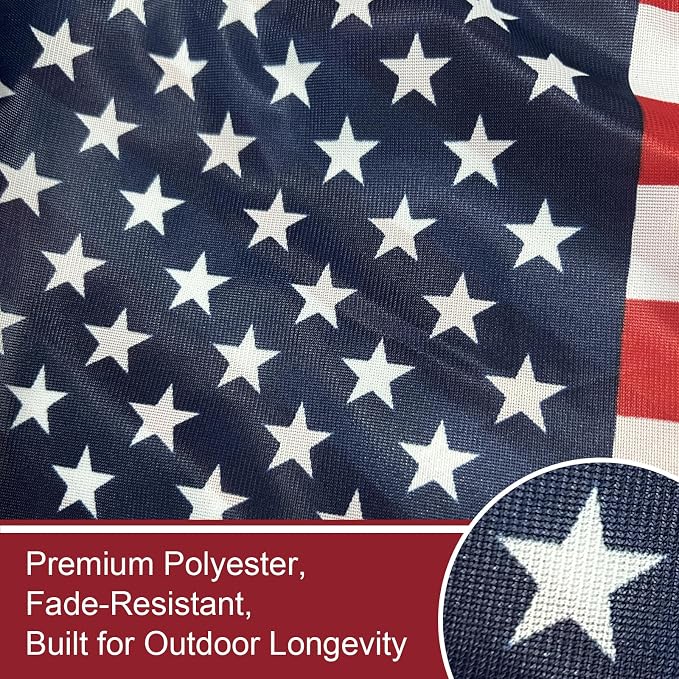 Bradford Small American Flag on Stick 6 Pcs 12x18 inch for 250th Anniversary Decorations, Heavy Duty Hand Held Handheld US USA Flags with Retractable Pole for 4th of July Outside Yard Garden