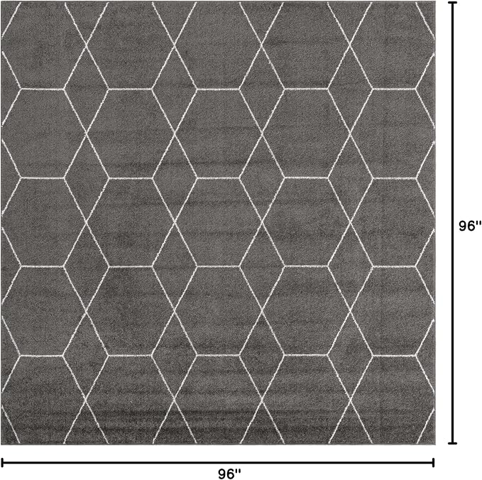 Unique Loom Trellis Frieze Collection Area Rug - Geometric (8' Square, Dark Gray/ Ivory)
