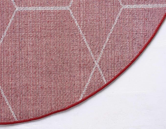 Unique Loom Trellis Frieze Collection Area Rug - Geometric (5' 1" Round Red/Ivory)
