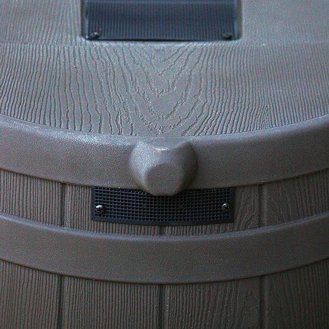 Good Ideas Rain Wizard Water Collection Plastic Barrel Tank System, 50 Gallon, Oak - Portable Outdoor Rainwater Catcher and Storage Drum with Robust Metal Spigot and Fine Mesh Screen