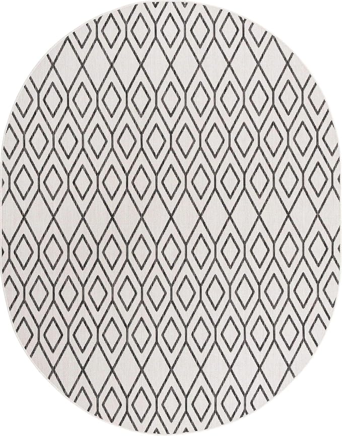 Jill Zarin Outdoor Collection Area Rug - Turks and Caicos (7' 10" x 10' Oval Ivory/Black)
