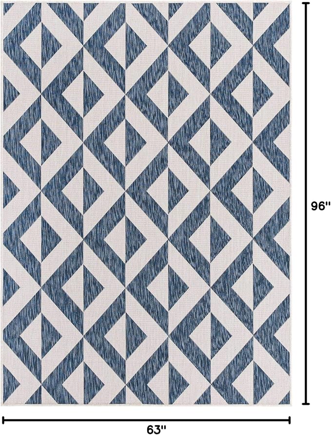 Unique Loom Outdoor Collection Area Rug - Napa (5' 3' x 8' Rectangle, Blue/ Ivory)