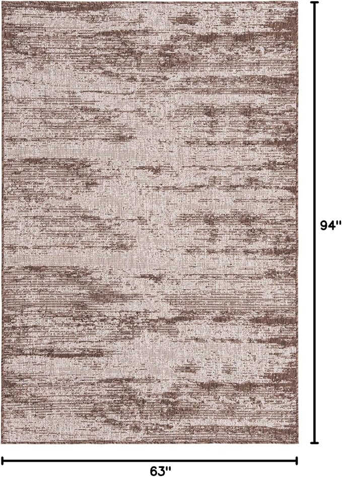 Unique Loom Outdoor Modern Collection Area Rug - Cartago (5' 3" x 7' 10" Rectangle, Brown/ Ivory)