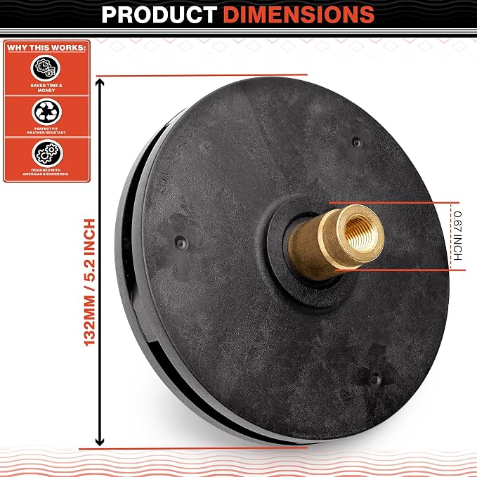 Swimables SPX1621C 2.5 HP Super Pump Impeller - Heavy-Duty Pool Pump Impeller fits SP2600VSP, SP2621X25 - Top-Grade Heavy Duty Hayward Impeller Replacement for max Efficiency in Large Pools