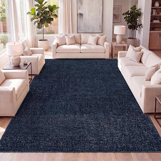 JONATHAN Y Haze Solid Low-Pile Navy Indoor Area Rug 8x10, Coastal,Bohemian,Minimalist,Classic, Easy-Cleaning for Living Room,Bedroom,Kitchen,Pet Friendly,Non-Shedding (SEU100C-8)