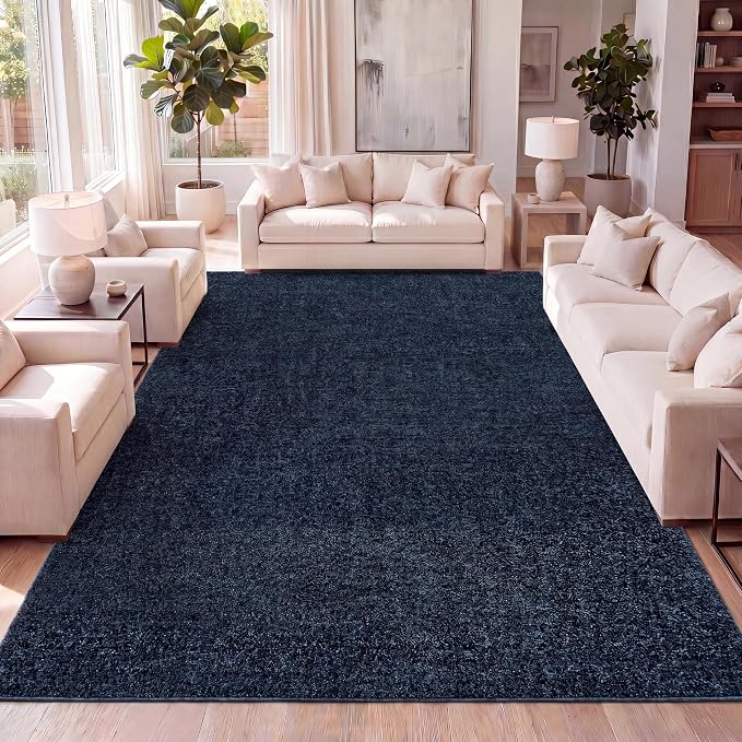 JONATHAN Y Haze Solid Low-Pile Navy Indoor Area Rug 6x9, Coastal,Bohemian,Minimalist,Classic, Easy-Cleaning for Living Room,Bedroom,Kitchen,Pet Friendly,Non-Shedding (SEU100C-6)