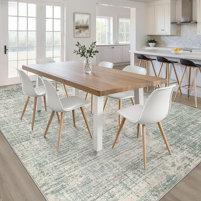 LOONGRUG 10x12 Area Rug Washable Neutral Modern Living Room Rug Sage Green | Large Abstract Soft Stain Resistant Indoor Non-Slip Carpet for Bedroom Nursery Kids Office Playroom Dining Room