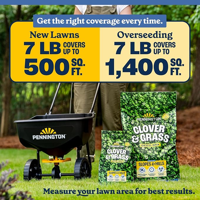 Pennington Clover + Grass Mix, Clover Seeds for Lawn, 7 LB