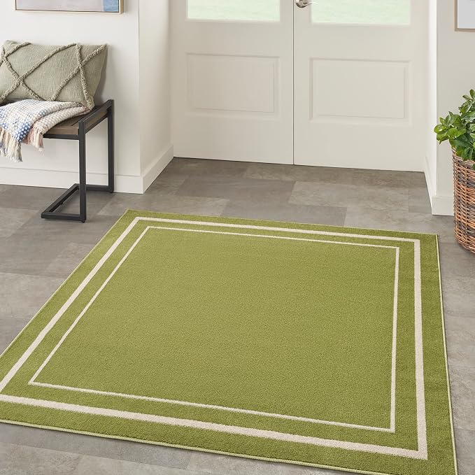 Nourison Home Nourison Essentials Green Ivory 5' x Square Area Rug - Easy Clean, Non Shedding, Bed Room, Living Room, Dining Room, Kitchen (5' x Square)