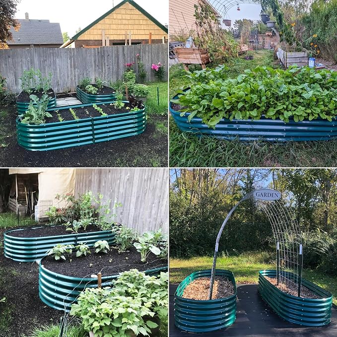 8x3x1.5ft Galvanized Raised Garden Bed, 18" Tall Metal Raised Beds for Gardening, Large Planters Boxes for Outdoor Plants Vegetables, Flowers, Herbs & Tomatoes, Above Ground Garden Beds Kit, Green