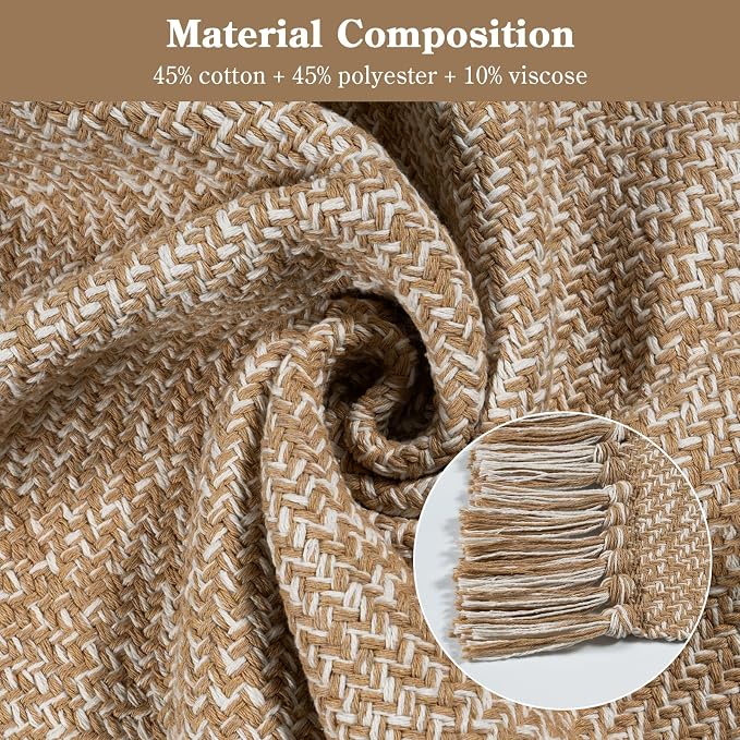 Entryway Door Mat, 27" x 43" Machine Washable Kitchen Rugs, Indoor/Outdoor Low-Profile Doormat Soft Hand-Woven Cotton Bathroom Rug Throw Rugs for Front Back Door Bedroom | Tan/Cream Braided Indoor Outdoor Mats, Soft Washable Bathroom Rug, Small Throw R...