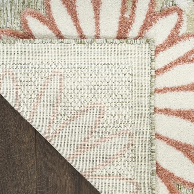 Nourison Home Aloha Sage Rose 9' x 12' Area Rug - Easy Clean, Non Shedding, Bed Room, Living Room, Dining Room, Kitchen (9' x 12')