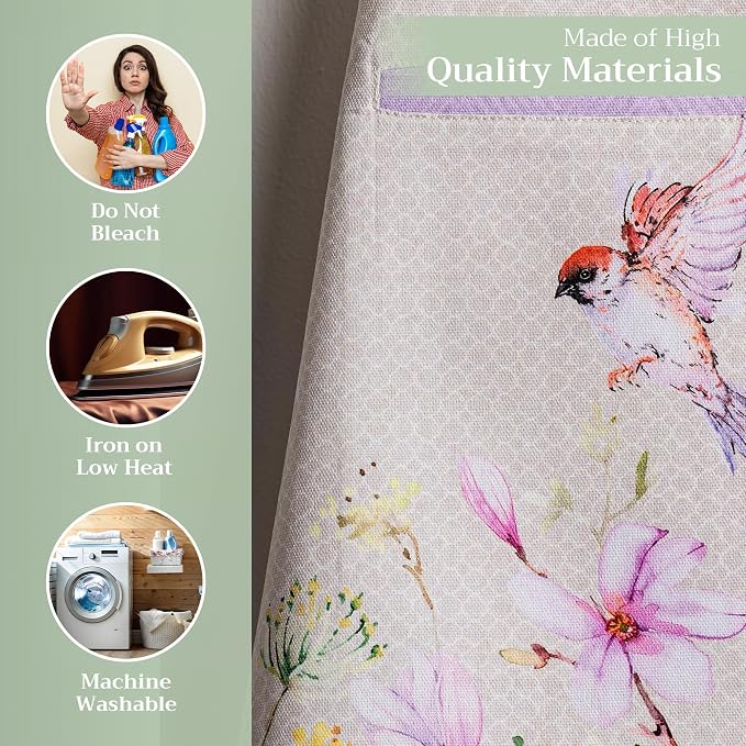 Maison d' Hermine Aprons for women with Pocket 100% Cotton (27.50"x31.50") | Adjustable Neck Strap & long ties Apron Men Chef Wedding Cooking Gardening Server Maid