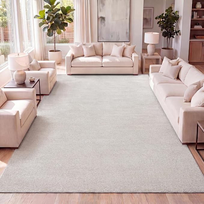 JONATHAN Y Haze Solid Low-Pile Ivory Indoor Area Rug 6x9, Coastal,Bohemian,Minimalist,Classic, Easy-Cleaning for Living Room,Bedroom,Kitchen,Pet Friendly,Non-Shedding (SEU100D-6)