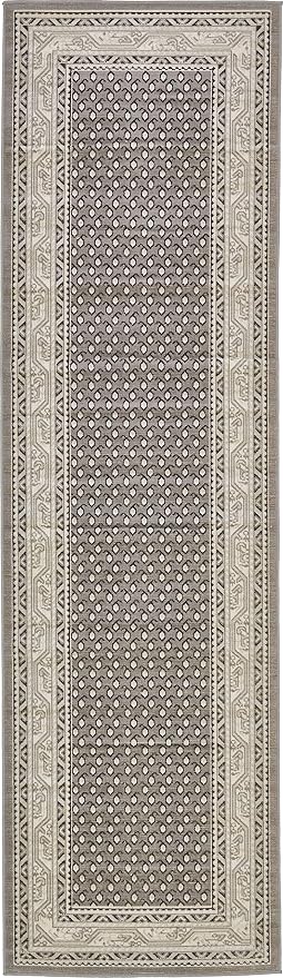 Unique Loom Williamsburg Collection Traditional Border with Dotted Center Area Rug, Runner 2' 9" x 9' 10", Gray/Beige