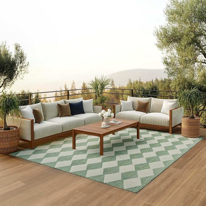 Nourison Home Positano Blue Green 6' x 9' Area Rug - Easy Clean, Non Shedding, Bed Room, Living Room, Dining Room, Kitchen (6' x 9')