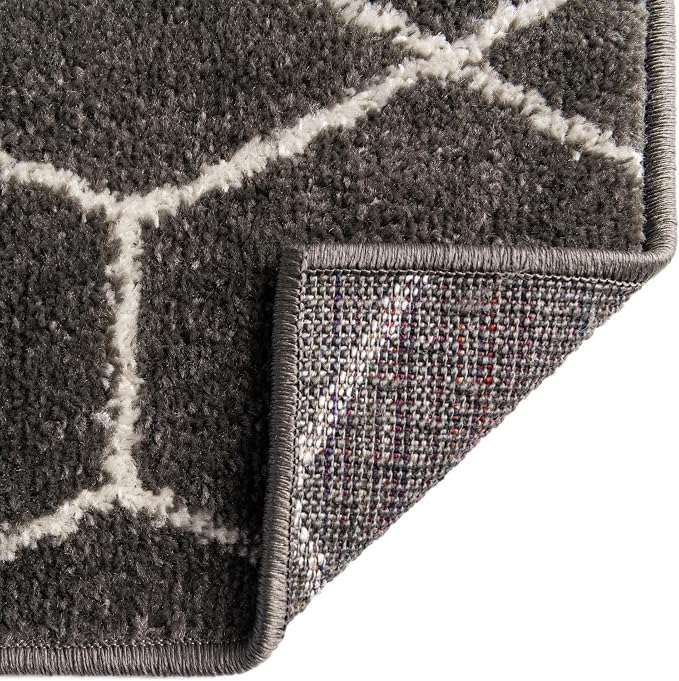 Unique Loom Trellis Frieze Collection Area Rug - Geometric (2' x 10' Runner, Dark Gray/ Ivory)