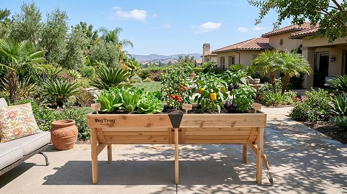 VegTrug Classic Raised Bed, Natural, Medium 1.8m - Made in USA - Uncoated Red Cedar Wood V-Shaped Garden Bed for Outdoor Gardening - Ergonomic Design for Balcony, Patio & Small Spaces  