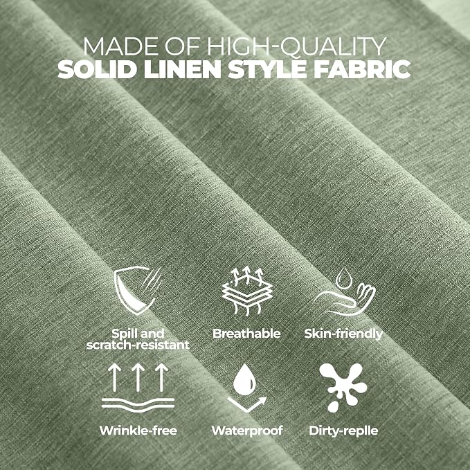 Decorelia Faux Linen Square Tablecloth for Dining Room,Waterproof Texture Decorative Farmhouse Rustic Table Cloth for Indoor Outdoor Party Holiday Banquet Picnics Patio,70x70 Inch (Square),Sage Green