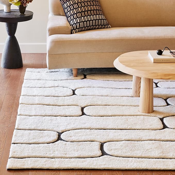 Nuloom Nazco Charcoal Geometric Hand Tufted Area Rug, 9' x 12' | Nuloom Nazco Geometric 9' x 12' Wool Area Rug for Living Room Bedroom Dining Room, Charcoal