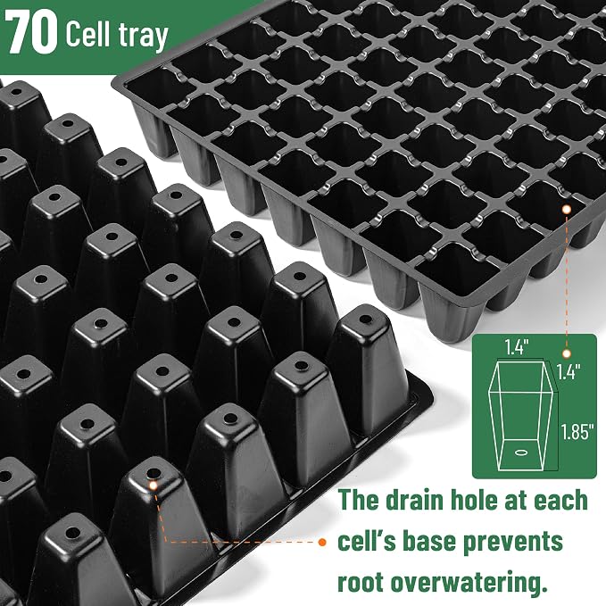 Mr. Pen- Seed Starter Tray Kit, 5 Pack, Total 350 Cells | Durable Plant Germination Trays with Humidity Vented Domes and Bases, Ideal for Seed Starting
