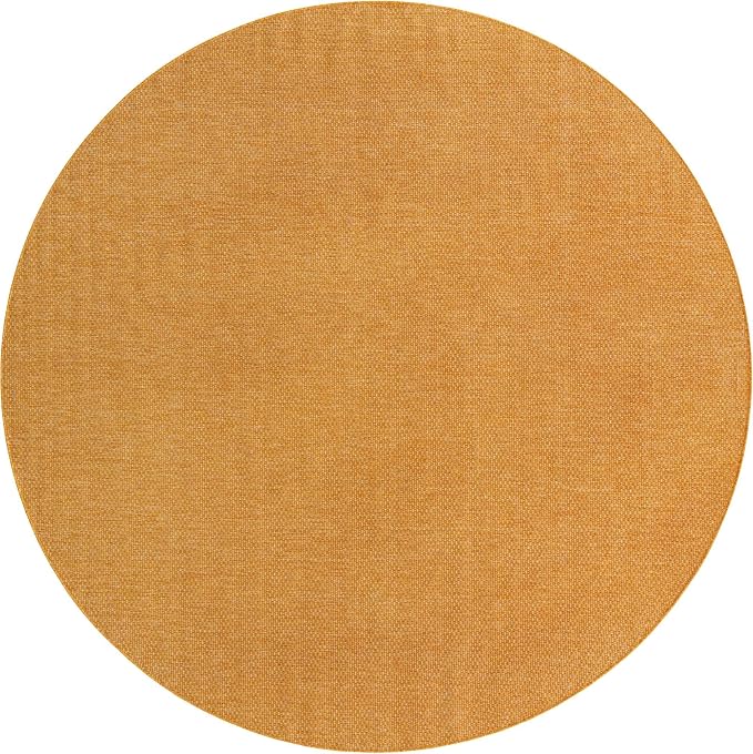 Unique Loom Collection Casual Transitional Solid Heathered Indoor/Outdoor Flatweave Area Rug (10' 8" Round, Corn Harvest Yellow)