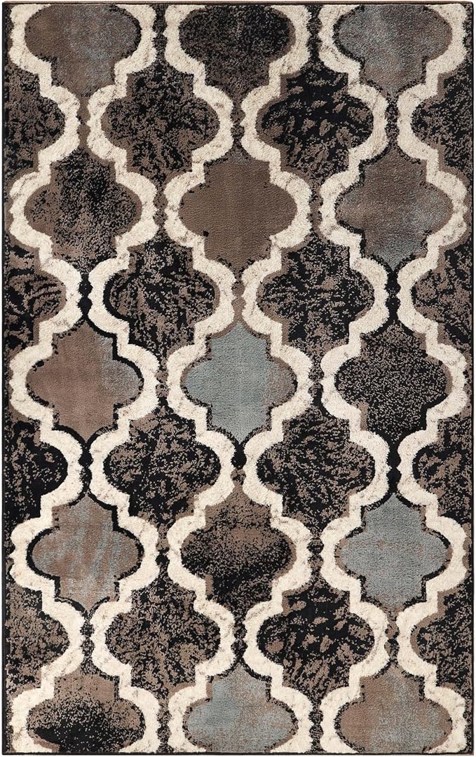 Superior Modern Indoor Area Rug, Non Slip Rug, 7'x9', A Chocolate | Geometric Design Floor Décor, Easy Care High Traffic Areas Living Dining Room, Bedroom, Office, Entryway, Viking Collection