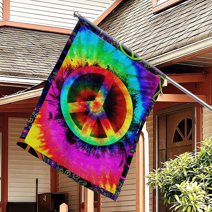 FLAGWIX Hippie Peace Flag - Boho Decoration for Home, Outside - 30x40 House Flag, Double Sided, Heavy Duty Canvas Indoor Outdoor