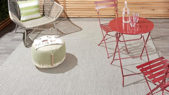 Nourison Home Courtyard Ivory Charcoal 8' x 10' Area Rug - Easy Clean, Non Shedding, Bed Room, Living Room, Dining Room, Kitchen (8' x 10')