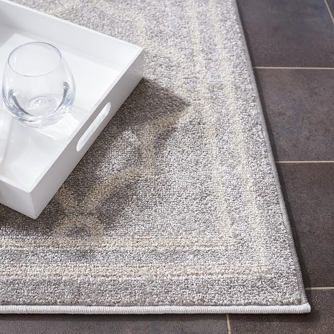 SAFAVIEH Amherst Collection Runner Rug - 2'3" x 21', Light Grey & Ivory, Trellis Design, Non-Shedding & Easy Care, Ideal for High Traffic Areas in Living Room, Bedroom (AMT414B)
